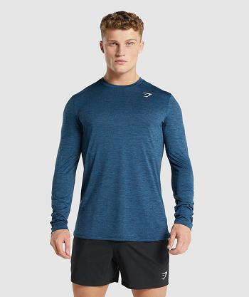 Long Sleeve Gymshark Arrival Marl Hombre Azul Marino | CO 3514JPQ